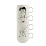 SET DI 4 TAZZE IMPILABILI "FACES EVERYWHERE" HELEN B