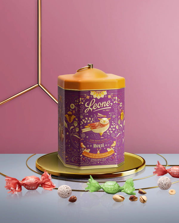 LATTA OTTAGONALE CRI CRI FONDENTI ASSORTITI LEONE PICCOLE STORIE 350G