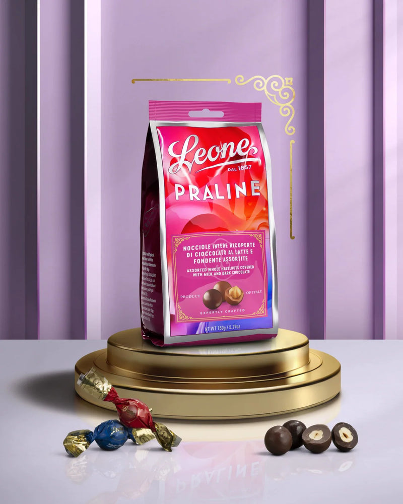 SACCHETTO LEONE PRALINE NOCCIOLE INTERE RICOPERTE