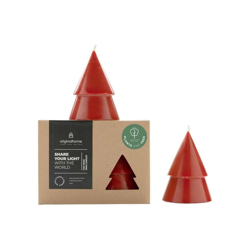 TREE CANDLE WARM RED M
