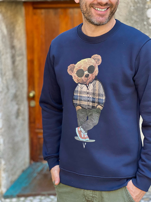FELPA GIROCOLLO TEDDY BLU