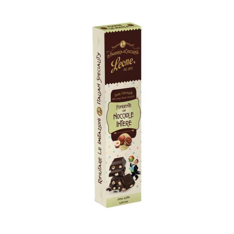 BARRETTA CIOCCOLATO FONDENTE CON NOCCIOLE INTERE LEONE